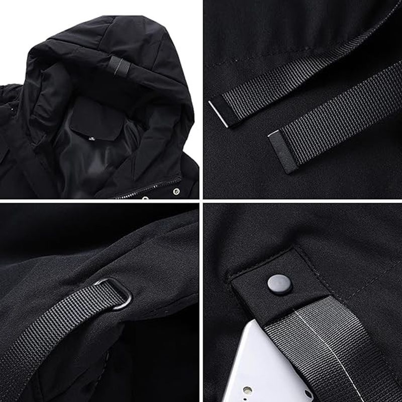 Fashion, accesorii si bijuterii - Barbati - Imbracaminte - Jachete si geci barbati - Geaca neagra lunga, groasa de iarna, captusita pentru barbati, mrimea L - Infinity.ro