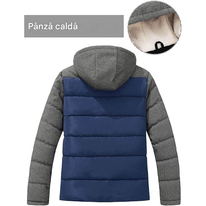 Fashion, accesorii si bijuterii - Barbati - Imbracaminte - Jachete si geci barbati - Geaca albastru/gri groasa de iarna, captusita pentru barbati, mrimea M - Infinity.ro