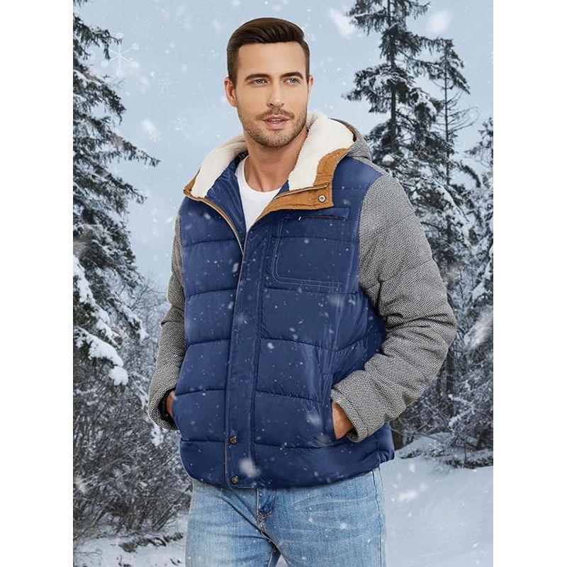 Fashion, accesorii si bijuterii - Barbati - Imbracaminte - Jachete si geci barbati - Geaca albastru/gri groasa de iarna, captusita pentru barbati, mrimea M - Infinity.ro
