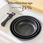 Casa si Gradina - Bucatarie si vesela - Ustensile bucatarie - Seturi ustensile de bucatarie - Set 4 tigai cu maner detasabil, ceramica antiaderenta Inductie & cuptor, negre - Infinity.ro