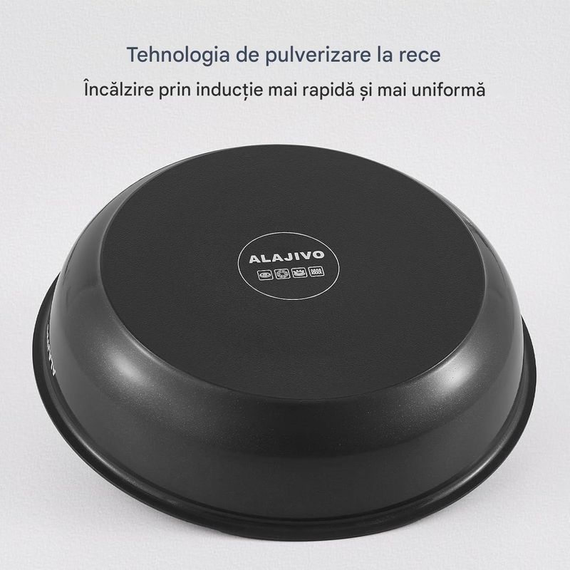 Casa si Gradina - Bucatarie si vesela - Ustensile bucatarie - Seturi ustensile de bucatarie - Set 9 piese oale cu maner detasabil, ceramica antiaderenta Inductie & cuptor, negre - Infinity.ro