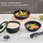 Casa si Gradina - Bucatarie si vesela - Ustensile bucatarie - Seturi ustensile de bucatarie - Set 9 piese oale cu maner detasabil, ceramica antiaderenta Inductie & cuptor, negre - Infinity.ro