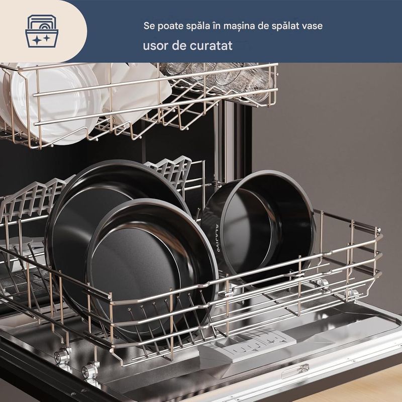Casa si Gradina - Bucatarie si vesela - Ustensile bucatarie - Seturi ustensile de bucatarie - Set 9 piese oale cu maner detasabil, ceramica antiaderenta Inductie & cuptor, negre - Infinity.ro