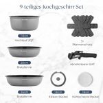 Casa si Gradina - Bucatarie si vesela - Ustensile bucatarie - Seturi ustensile de bucatarie - Set 9 piese oale cu maner detasabil, ceramica antiaderenta Inductie & cuptor, gri - Infinity.ro