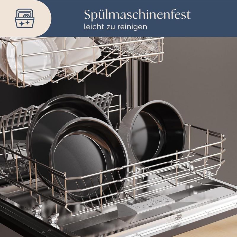 Casa si Gradina - Bucatarie si vesela - Ustensile bucatarie - Seturi ustensile de bucatarie - Set 9 piese oale cu maner detasabil, ceramica antiaderenta Inductie & cuptor, gri - Infinity.ro