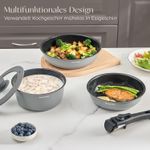 Casa si Gradina - Bucatarie si vesela - Ustensile bucatarie - Seturi ustensile de bucatarie - Set 9 piese oale cu maner detasabil, ceramica antiaderenta Inductie & cuptor, gri - Infinity.ro