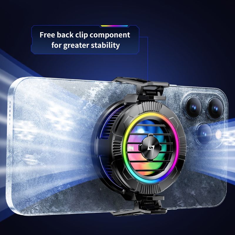 Laptop, Telefoane si Tablete - Telefoane mobile si accesorii - Accesorii Telefoane - Alte accesorii telefoane - Ventilator pentru Telefon, RGB - Techsuit (P66) - Black - Infinity.ro