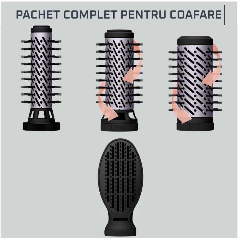 Ingrijire personala si Cosmetice - Aparate & accesorii ingrijire personala - Hair styling - Perii de par electrice - Perie rotativa cu aer cald Rowenta Brush Activ UB9534F0, 1000W, 2 trepte de viteza/temperatura - Infinity.ro