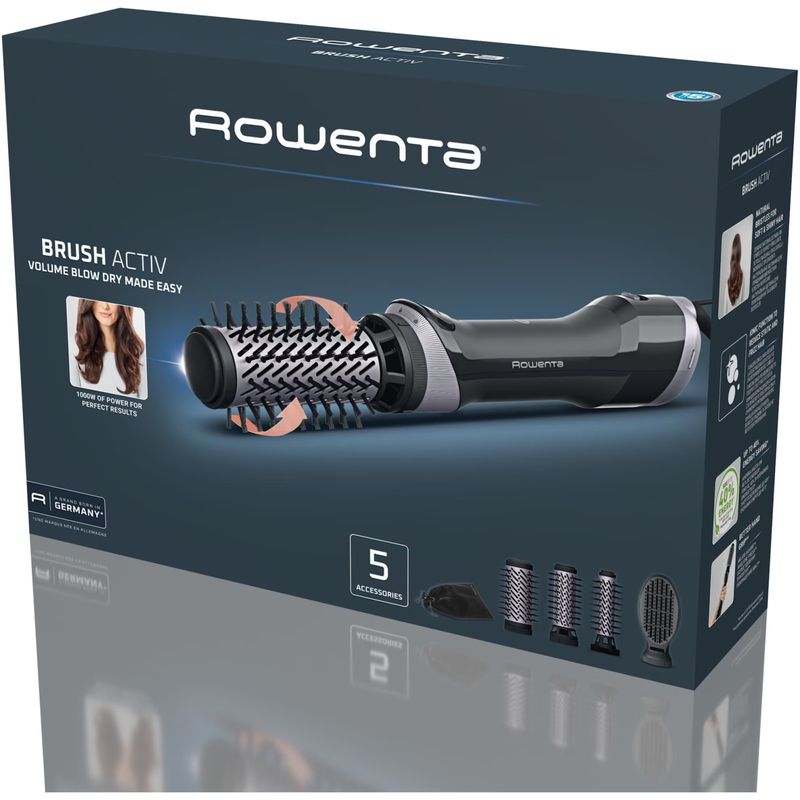 Ingrijire personala si Cosmetice - Aparate & accesorii ingrijire personala - Hair styling - Perii de par electrice - Perie rotativa cu aer cald Rowenta Brush Activ UB9534F0, 1000W, 2 trepte de viteza/temperatura - Infinity.ro