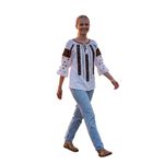Fashion, accesorii si bijuterii - Femei - Imbracaminte femei - Camasi si bluze femei - Bluza dama 2IU26 alb/portocaliu marimea S - Infinity.ro