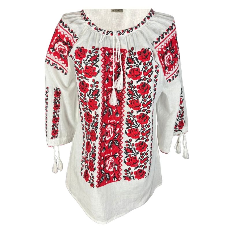 Fashion, accesorii si bijuterii - Femei - Imbracaminte femei - Camasi si bluze femei - Bluza dama 2IU26 alb/rosu marimea S - Infinity.ro