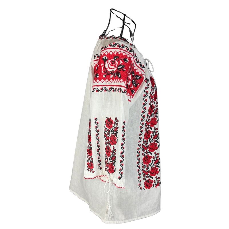 Fashion, accesorii si bijuterii - Femei - Imbracaminte femei - Camasi si bluze femei - Bluza dama 2IU26 alb/rosu marimea S - Infinity.ro