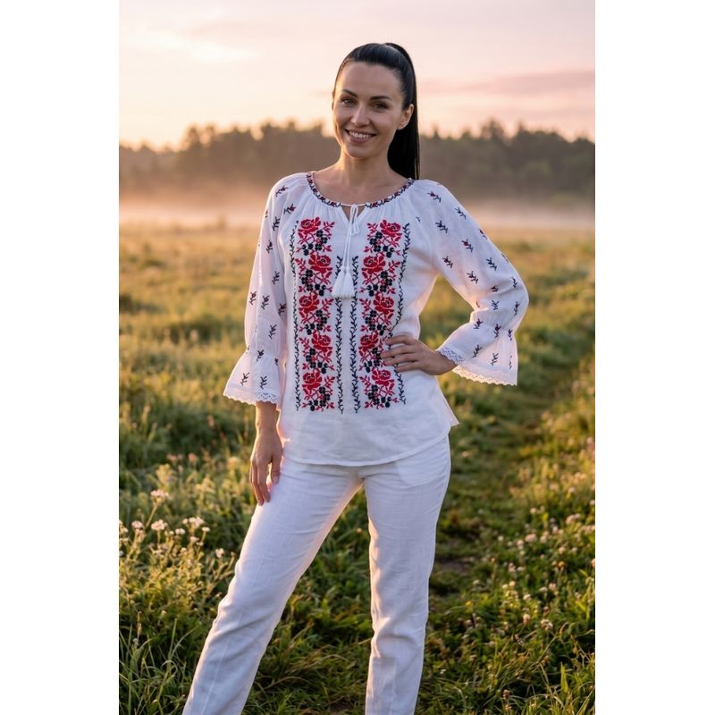 Fashion, accesorii si bijuterii - Femei - Imbracaminte femei - Camasi si bluze femei - Bluza dama IU26 alb optic marimea S - Infinity.ro