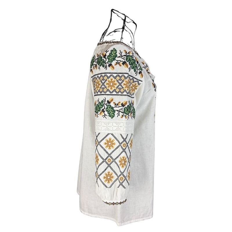 Fashion, accesorii si bijuterii - Femei - Imbracaminte femei - Camasi si bluze femei - Bluza dama IU26 alb/maro marimea S - Infinity.ro