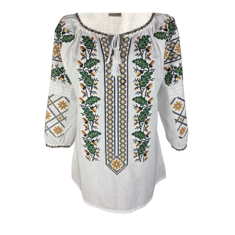 Fashion, accesorii si bijuterii - Femei - Imbracaminte femei - Camasi si bluze femei - Bluza dama IU26 alb/maro marimea S - Infinity.ro