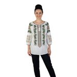 Fashion, accesorii si bijuterii - Femei - Imbracaminte femei - Camasi si bluze femei - Bluza dama IU26 alb/maro marimea S - Infinity.ro