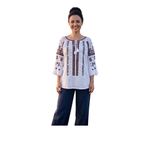 Fashion, accesorii si bijuterii - Femei - Imbracaminte femei - Camasi si bluze femei - Bluza dama IU26 alb/mov marimea S - Infinity.ro