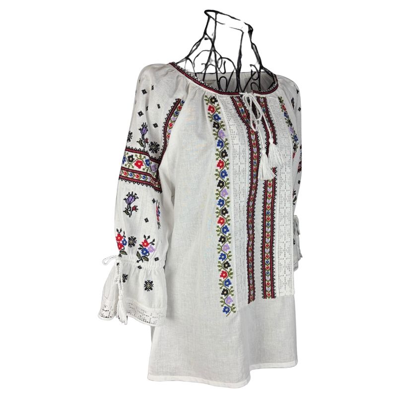 Fashion, accesorii si bijuterii - Femei - Imbracaminte femei - Camasi si bluze femei - Bluza dama IU26 alb/mov marimea S - Infinity.ro