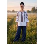 Fashion, accesorii si bijuterii - Femei - Imbracaminte femei - Camasi si bluze femei - Bluza dama IU26 alb/mov marimea S - Infinity.ro