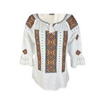 Fashion, accesorii si bijuterii - Femei - Imbracaminte femei - Camasi si bluze femei - Bluza dama IU26 alb/portocaliu marimea S - Infinity.ro