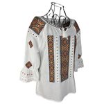 Fashion, accesorii si bijuterii - Femei - Imbracaminte femei - Camasi si bluze femei - Bluza dama IU26 alb/portocaliu marimea S - Infinity.ro