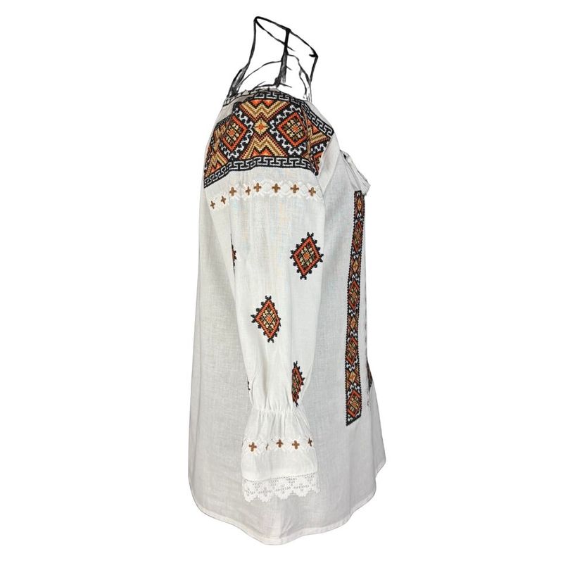 Fashion, accesorii si bijuterii - Femei - Imbracaminte femei - Camasi si bluze femei - Bluza dama IU26 alb/portocaliu marimea S - Infinity.ro