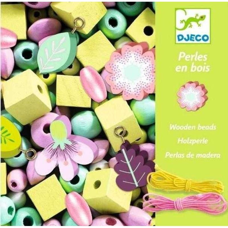 Jucarii, Copii si Bebe - Jucarii si jocuri - Jucarii & jocuri educative - Seturi de artizanat - Margele de insirat din lemn Frunze si flori, Djeco - Infinity.ro