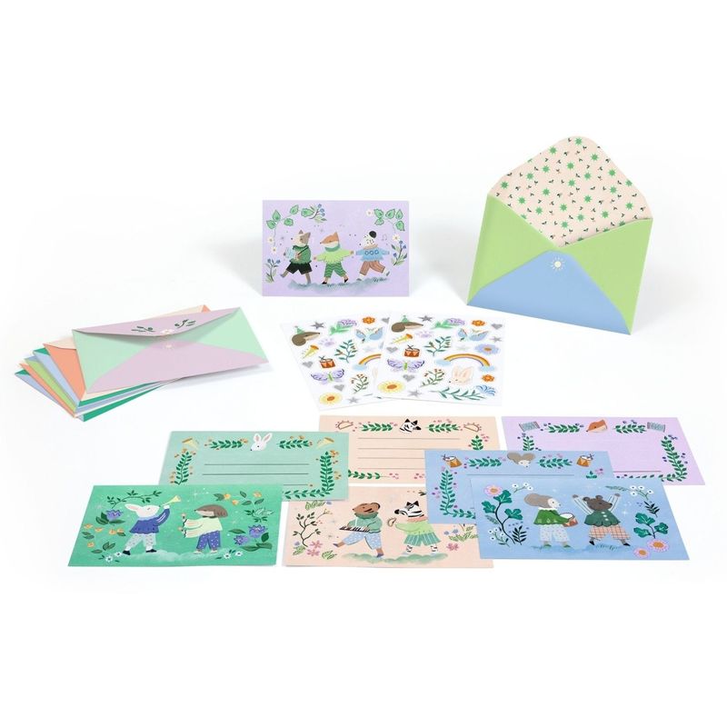 Casa si Gradina - Decoratiuni - Decoratiuni petrecere - Accesorii pentru petrecere - Set de invitatii Parada animalelor, Djeco - Infinity.ro