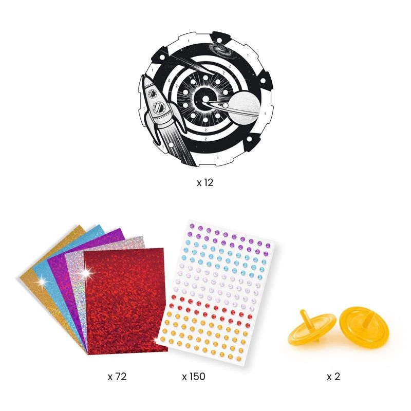 Jucarii, Copii si Bebe - Jucarii si jocuri - Jucarii & jocuri educative - Seturi de artizanat - Joc creativ DIY Titirezi cosmos, Djeco - Infinity.ro