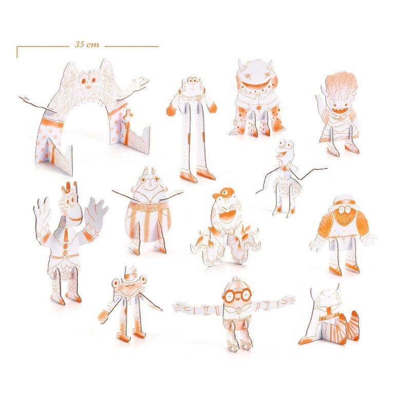 Jucarii, Copii si Bebe - Jucarii si jocuri - Jucarii & jocuri educative - Seturi de artizanat - Kit Creativ Monstri de Colorat si Asamblat, Djeco - Infinity.ro
