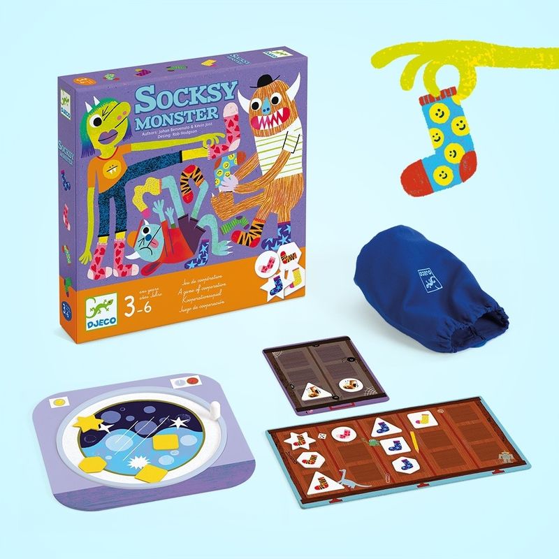 Jucarii, Copii si Bebe - Jucarii si jocuri - Jocuri si puzzle - Jocuri de societate - Joc de cooperare Socksy Monster, Djeco - Infinity.ro