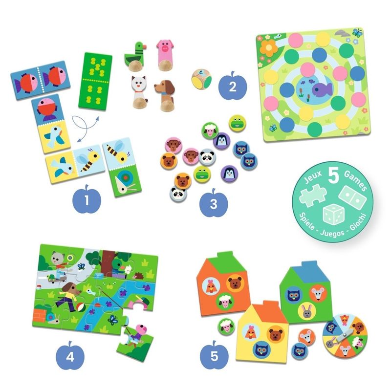Jucarii, Copii si Bebe - Jucarii si jocuri - Jocuri si puzzle - Jocuri de societate - Joc educativ 5 jocuri clasice, Djeco - Infinity.ro