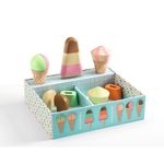 Jucarii, Copii si Bebe - Jucarii si jocuri - Jucarii de rol - Set joaca supermarket - Joc de rol din lemn Gelateria Lina & Lino, Djeco - Infinity.ro