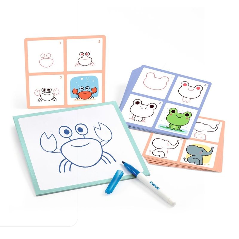 Jucarii, Copii si Bebe - Jucarii si jocuri - Jucarii & jocuri educative - Seturi pictura si desen - Joc Eduludo Deseneaza pas cu pas Babies & Co, Djeco - Infinity.ro