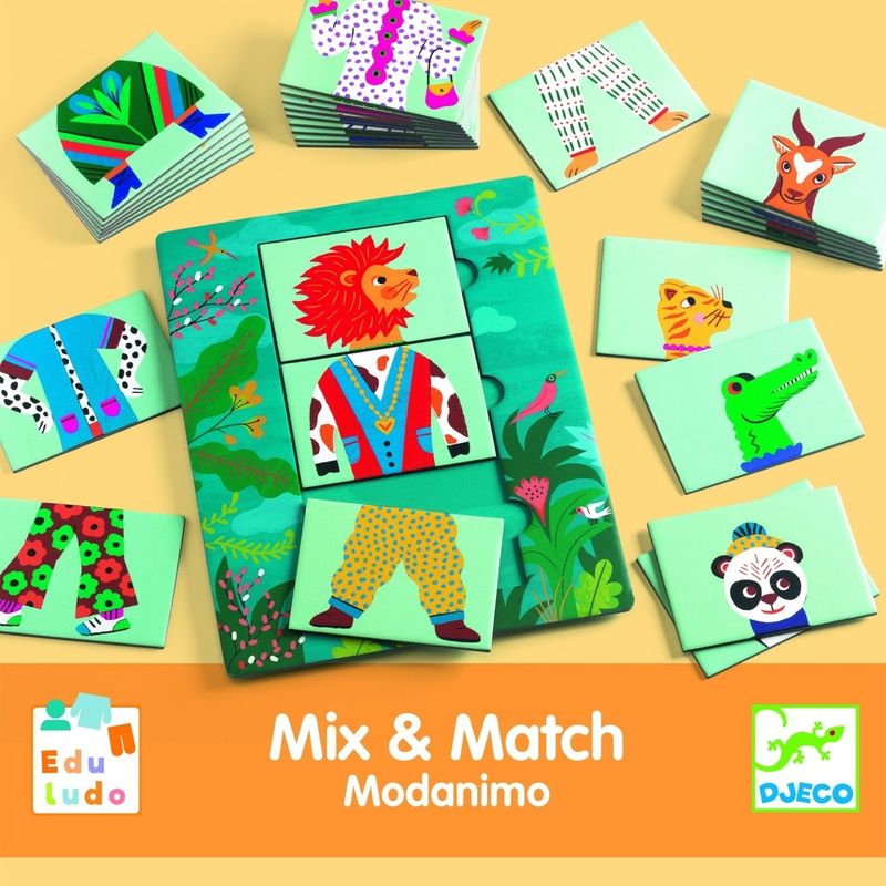 Jucarii, Copii si Bebe - Jucarii si jocuri - Jucarii & jocuri educative - Jocuri si jucarii educative - Joc Eduludo Mix & Match Modanimo, Djeco - Infinity.ro
