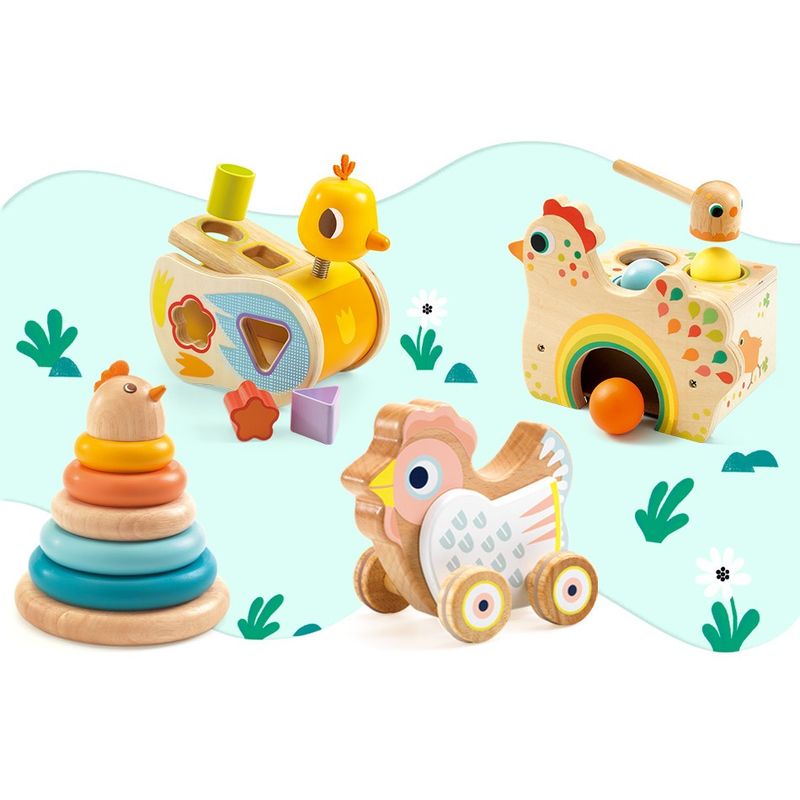 Jucarii, Copii si Bebe - Jucarii si jocuri - Jucarii & jocuri educative - Jocuri si jucarii educative - Jucarie educativa din lemn Turn puisor, Djeco - Infinity.ro