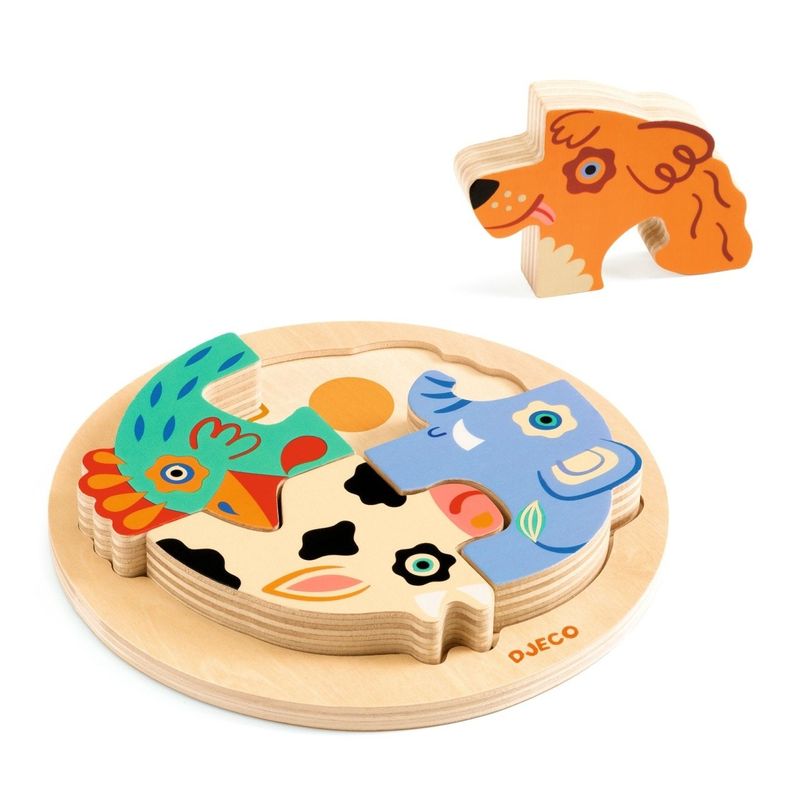 Jucarii, Copii si Bebe - Jucarii si jocuri - Jocuri si puzzle - Puzzle - Puzzle din lemn Rondo Dog, Djeco - Infinity.ro