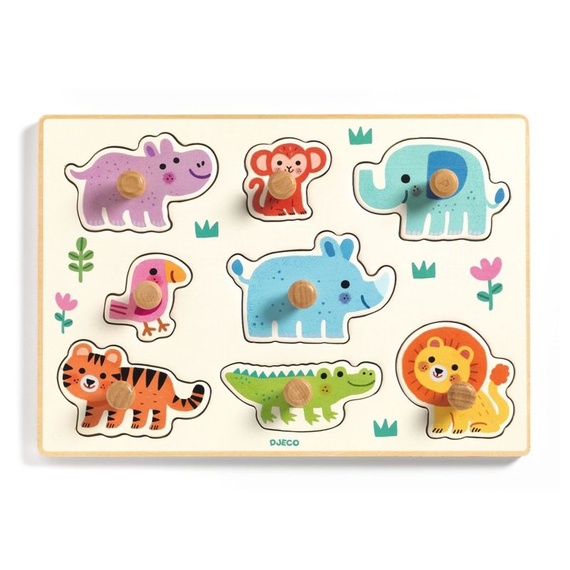 Jucarii, Copii si Bebe - Jucarii si jocuri - Jocuri si puzzle - Puzzle - Puzzle din lemn cu animale salbatice, Djeco - Infinity.ro