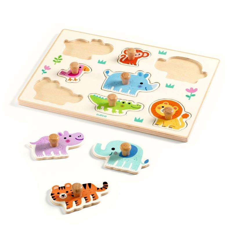 Jucarii, Copii si Bebe - Jucarii si jocuri - Jocuri si puzzle - Puzzle - Puzzle din lemn cu animale salbatice, Djeco - Infinity.ro