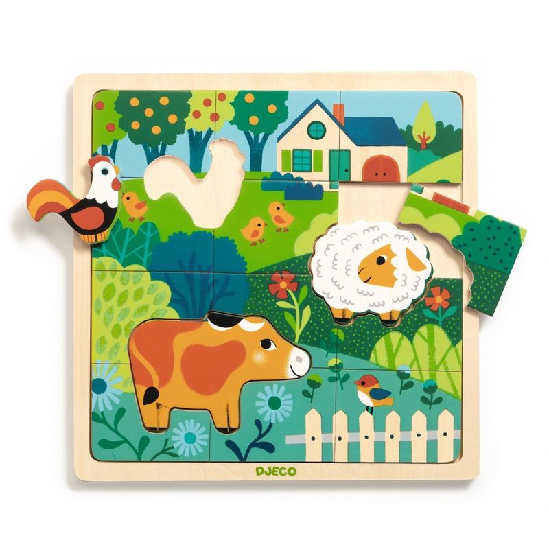 Jucarii, Copii si Bebe - Jucarii si jocuri - Jocuri si puzzle - Puzzle - Puzzle din lemn Animale de la ferma, Djeco - Infinity.ro