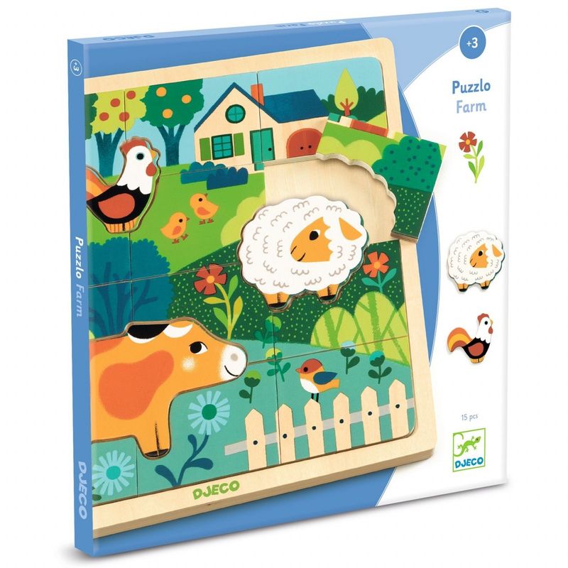 Jucarii, Copii si Bebe - Jucarii si jocuri - Jocuri si puzzle - Puzzle - Puzzle din lemn Animale de la ferma, Djeco - Infinity.ro