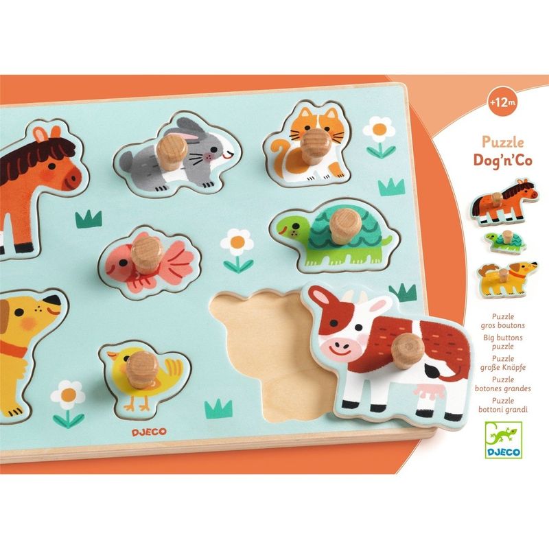 Jucarii, Copii si Bebe - Jucarii si jocuri - Jocuri si puzzle - Puzzle - Puzzle din lemn cu butoni, Djeco - Infinity.ro