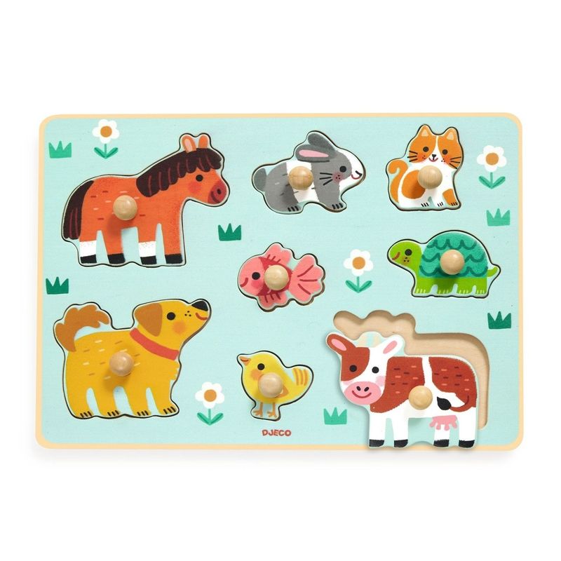 Jucarii, Copii si Bebe - Jucarii si jocuri - Jocuri si puzzle - Puzzle - Puzzle din lemn cu butoni, Djeco - Infinity.ro