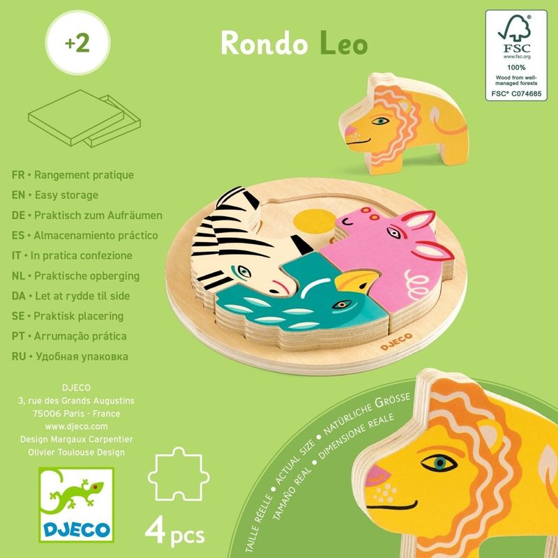 Jucarii, Copii si Bebe - Jucarii si jocuri - Jocuri si puzzle - Puzzle - Puzzle din lemn Rondo Leo, Djeco - Infinity.ro