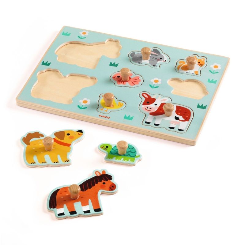 Jucarii, Copii si Bebe - Jucarii si jocuri - Jocuri si puzzle - Puzzle - Puzzle din lemn cu butoni, Djeco - Infinity.ro