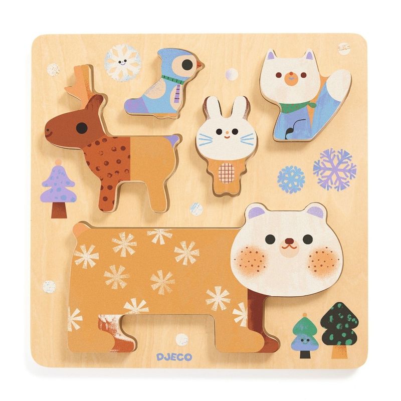 Jucarii, Copii si Bebe - Jucarii si jocuri - Jocuri si puzzle - Puzzle - Puzzle lemn animale simpatice, Djeco - Infinity.ro