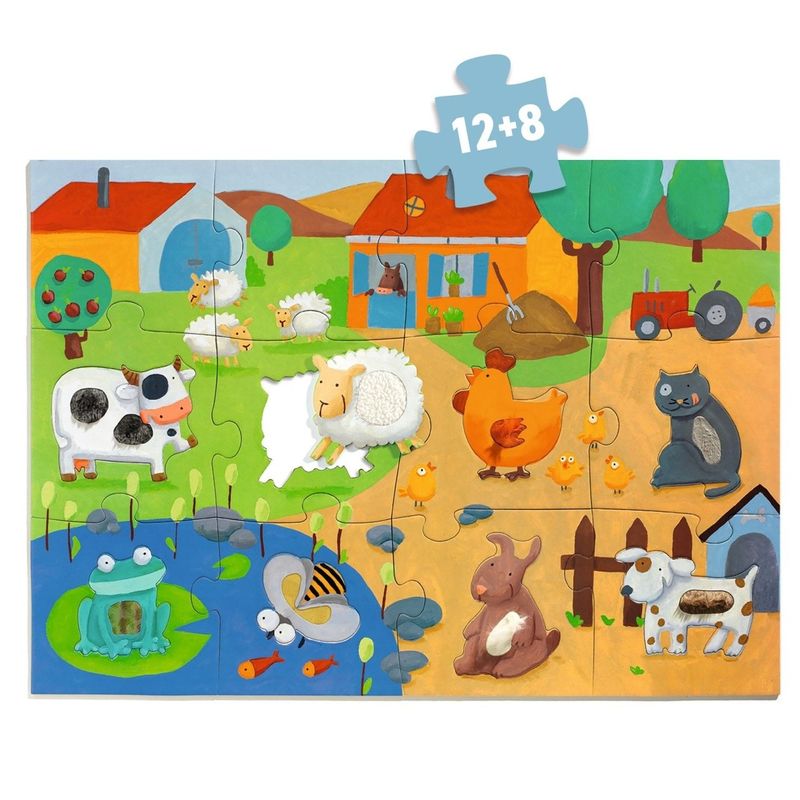 Jucarii, Copii si Bebe - Jucarii si jocuri - Jocuri si puzzle - Puzzle - Puzzle gigant tactil Ferma, Djeco - Infinity.ro