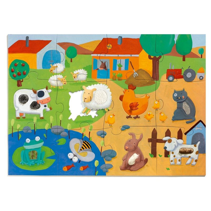 Jucarii, Copii si Bebe - Jucarii si jocuri - Jocuri si puzzle - Puzzle - Puzzle gigant tactil Ferma, Djeco - Infinity.ro
