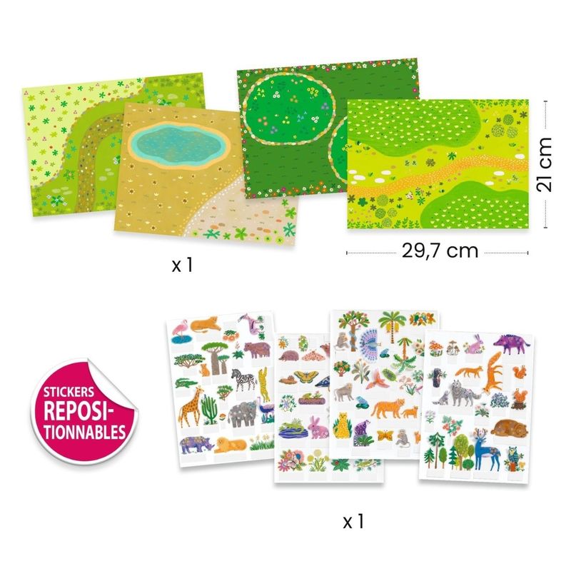 Jucarii, Copii si Bebe - Jucarii si jocuri - Jucarii & jocuri educative - Seturi de artizanat - Set creativ de stickere reutilizabile Animale, Djeco - Infinity.ro