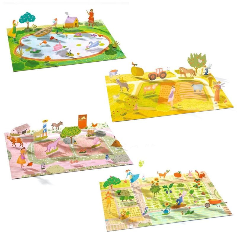 Jucarii, Copii si Bebe - Jucarii si jocuri - Jucarii & jocuri educative - Seturi de artizanat - Set creativ de stickere reutilizabile Ferma, Djeco - Infinity.ro